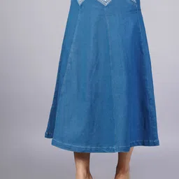 SUMAVI-FASHION Embroidered Mid Denim Skirt-image-14