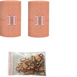 ELASTIC CREPE BANDAGE (PACK OF 2 ) 6CM X 4 MTR FREE 6 NOS BANDAGE CLIPS Crepe Bandage-13