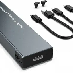microware M.2 NGFF/NVMe SATA SSD Hard Drive Enclosure USB Converter External Case Adapter 4 inch SSD Enclosure External-1