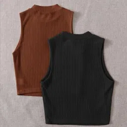 Casual Sleeveless Solid Women Multicolor Top-image-4