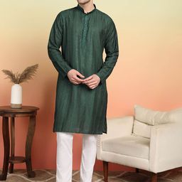 SWAGG INDIA Men Embroidered Thread Work Liva Kurta-image-92