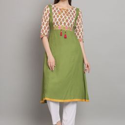 RANGMAYEE Floral Yoke Design Liva Kurta-image-45