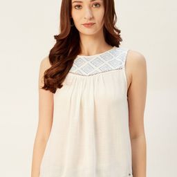 Xpose Off-White & Blue Liva A-line Top-image-95