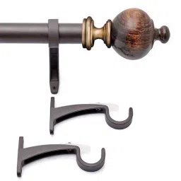 Brown Matte 36 Inch expandable to 66 Inch Iron Curtain Rod with Brackets by Deco Window-picture-35