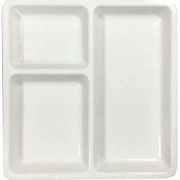 3 Compartments Pav Bhaji Plate Dinner Plates Serving Plates ( White) Tray-image-5