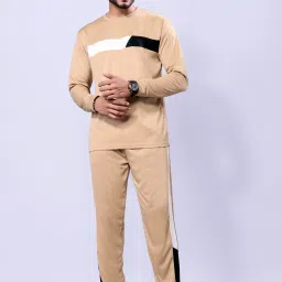 Men Night Suit Set Beige Solid-image-14