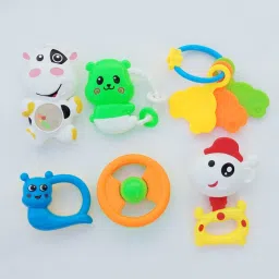 Infant and Toddlers Bright and Colorful 6 Piece Baby Musical Rattle Playset BPA free, 100% SAFE & NON-TOXIC Rattle (Multicolor) Rattle-image-100