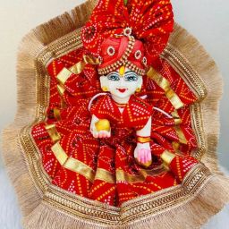 size 5 no. laddu gopal rajasthani jaipuri fancy poshak wiith pagdi set Dress-image-34