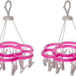 Cloth Drying Stand Hanger with 24 Clips/pegs, Baby Clothes Hanger Stand, Round (Pack of 2) Plastic Cloth Clips (Multicolor Pack of 2) Plastic Cloth Clips-image-44