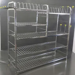 Utensil Kitchen Rack 5 LAYER 30*30 inch Wall Mount Modern Dish Stand Steel-image-39