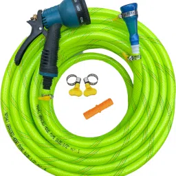15 Meter (50 Feet) 3 Layered Braided Pipe With 8 Pattern Water Spary Gun For Gardening, Car washing, Home Use, Pet Wash Etc Hose Pipe-22