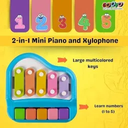 pixado 2 in 1 Mini Piano and Xylophone Toy with Colorful Keys & 2 Mallets for kids image 2