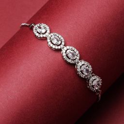 Kennice Rhodium-Plated American Diamond Wraparound Bracelet-7