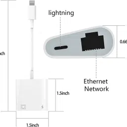 ELECTRO WOLF 8 Pin Lightning to Ethernet RJ45 Network with Charge Port Lan Adapter image 3