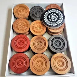 wooden carrom coin set of 24 pawn and striker Carrom Pawns-picture-27