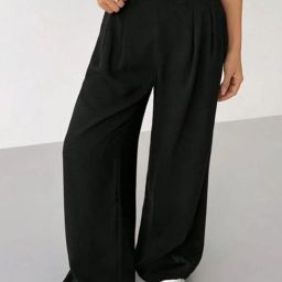 Women Loose Fit Black Viscose Rayon Trousers-image-82