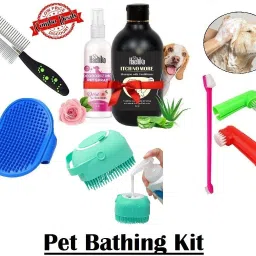 Best Quality (Combo Of 6) Pet Bathing Kit Imported Dog Needs High Quality Grooming Kit,, Dog Shampoo + Body Spray + Double Sided Comb + Teeth Brush + Bath Towel +Bath Gloves Pet Bathing Kit For All Types Pets Basic Comb forDog, Cat, Rabbit, Hamster, Dog & Cat-20