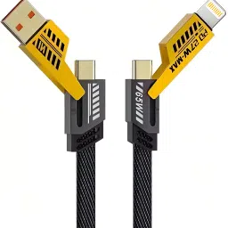 sparcx 4-in-1 Cable 10 A 1.2 m TPE Material 4-in-1 Charging Cable | USB-A & USB-C to Type-C/Lightning | 65W PD | 27W Lightning | 480Mbps Data Sync | Multi Charging Cable-9