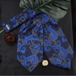 Kavove Unisex Blue Woven Design Cravat-image-35