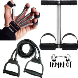 Tummy Trimmer, Finger Gripper With Heavy Resistance Band Toning Tube Fitness Accessory Kit Kit-29