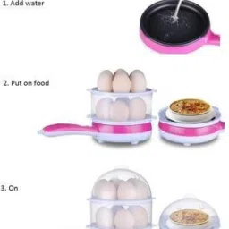 prl traders 2 In 1 Double Layer Electric Non Stick Mini Egg Frying Pan Boiler. 2 In 1 Double Layer Electric Non Stick Mini Egg Egg Cooker image 2