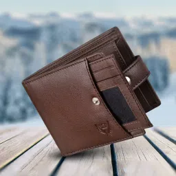 Men Casual Brown Genuine Leather RFID Wallet-image-17