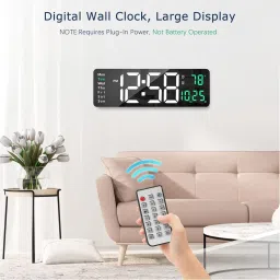 calldrishe Digital White, Green, Digital Wall Clock Alarm LED Large Display with Date Clock image 3
