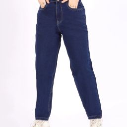 Women Loose Fit High Rise Blue Jeans-image-93