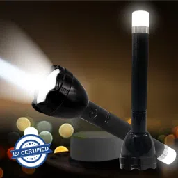 2 in1 Long Beam Waterproof Led Flashlight Torch with Rechargeable Battery and 2 modes 6 hrs Torch Emergency Light-13
