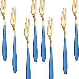 Appetizer Small Forks Dessert Forks,2-Tine Portable Salad Fruit Forks for Part Stainless Steel Serving Fork Set-image-18