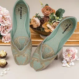 Embroidered Tradtional Flats Mojari, Ethnic Shoes, Punjabi Jutis For Women-image-9