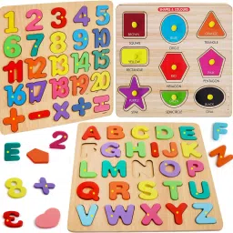 Colorful ABC Alphabets/Numbers/Shapes Puzzles Learning Educational Toys Games-17