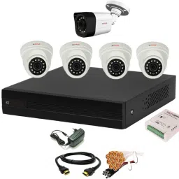 CP PLUS 8 Channal HD DVR 1080p 1Pcs,Outdoor Camera 2.4 MP 1Pcs,Indoor Camera 2.4 MP 4Pcs,combo set Security Camera-10