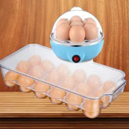 18 Grid Egg Storage & 7 Egg Boiler(Soft, Medium,Hard)For Fast Steaming & Boiling 18 Grid Egg Storage Box Combo With 7 Egg Boiler For Fast Steaming & Boiling_11 Egg Cooker-0