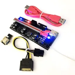 Tobo ER010S Plus USB 3.0 PCI-E Riser VER 010S Plus Express 1X to 16X Extender Pcie Riser Adapter Card SATA 6 LED Light DDR2 1 GB NVIDIA Chipset 1000 bit 1000 MHz Graphics Card image 2