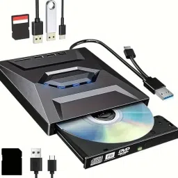 RyzCare External For CD DVD +/-RW Drive With SD Card Reader And USB 3.0+2.0+Type-C Input External DVD Writer image 3