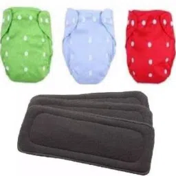 Adjustable Size Reusable Baby Pocket Cloth Diapers With Charcoal Color Inserts Combo Pack (3 multicolour Diaper + 3 Insert)-13