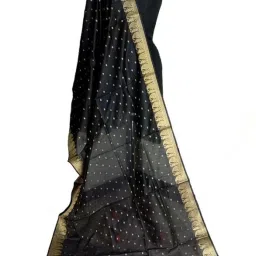 Art Silk Woven Black Women Dupatta-image-59