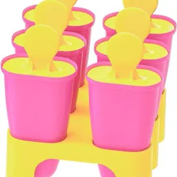 Ice lolly mould/maker set, pack of 6, Fill with juice, fruits, icecream. Reusable popsicle maker, Height:10 cm (4 "), Ikea Pink Plastic Ice Cube Tray-image-35