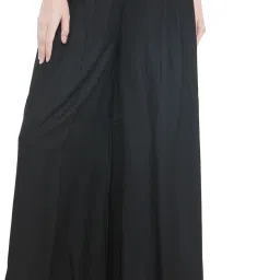 Women Relaxed Black Cotton Blend Trousers-image-37