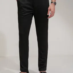 highlander Men Regular Fit Black Cotton Blend Trousers-picture-7