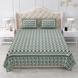 120 TC Cotton Queen Jaipuri Prints Flat Bedsheet-image-70