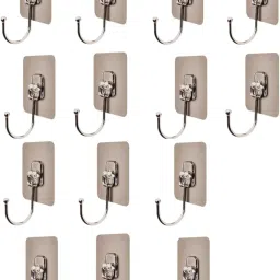 14pcs Heavy Duty Adhesive MultiFunction,Seamless,Reusable Sticky,Stainless Steel Steel Coat Pack of 14 Hangers ForCoat-image-20