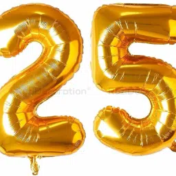 Solid 32" Inch Number Foil Balloon Helium Quality -(Pack of Two Unit) (Gold-25) Balloon-picture-12