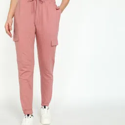 Women Solid Pink Track Pants-image-38