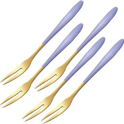 Stainless Steel Forks Set for Home, Kitchen and Restaurant (Purple, 5 Pcs) Stainless Steel Dessert Fork Set-3
