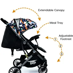 golden bee Choco Joy Baby Stroller with 5 Point Safety Harness/Reversible Handle, Food Tray Stroller image 3