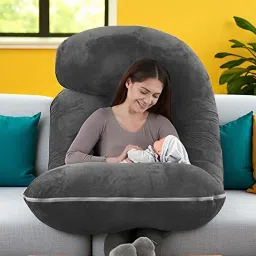 J Shaped Microfibre Solid Pregnancy Pillow Pack of 1-image-69