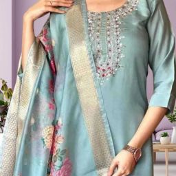 Women Cotton Rayon Ethnic Top Churidar Dupatta Set-image-96