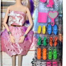 Foldable Doll with many shoes @ Light Pink-63